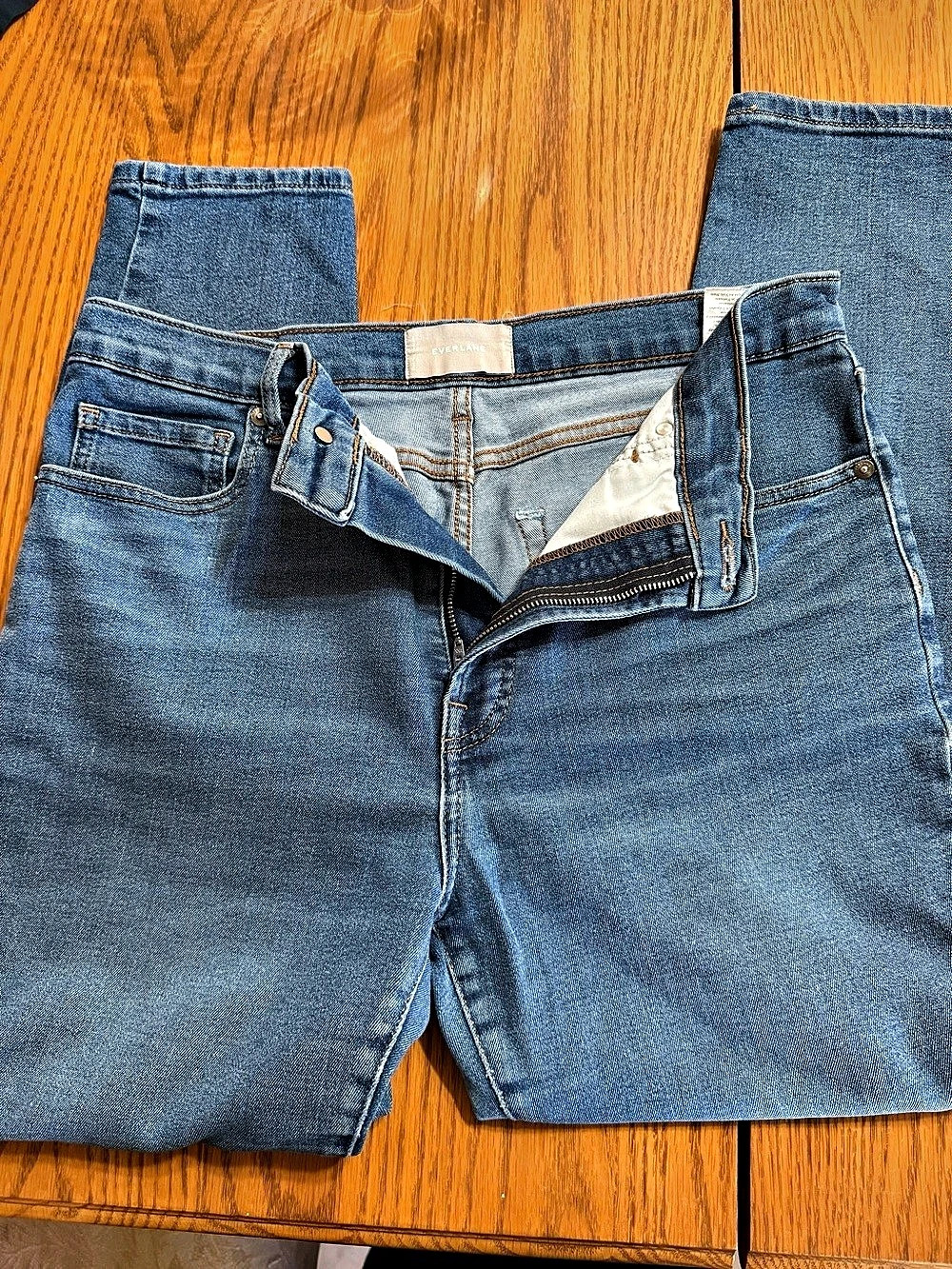Everlane The Mid-Rise Skinny Stretch Jean Straight Leg Jeans in Blue